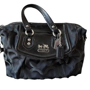 Coach Madison Audrey OP Art Satchel shoulder bag. 
 Black Signature Shoulder Bag